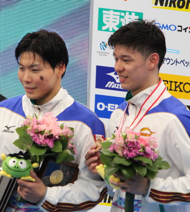 <p>男子400m自由形 優勝 井本選手 第3位 黒川選手</p>