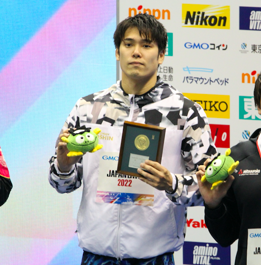 <p>男子100m自由形優勝の中村選手</p>