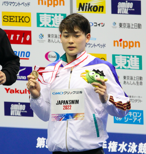 <p>男子400m個人メドレー第3位の小方選手</p>