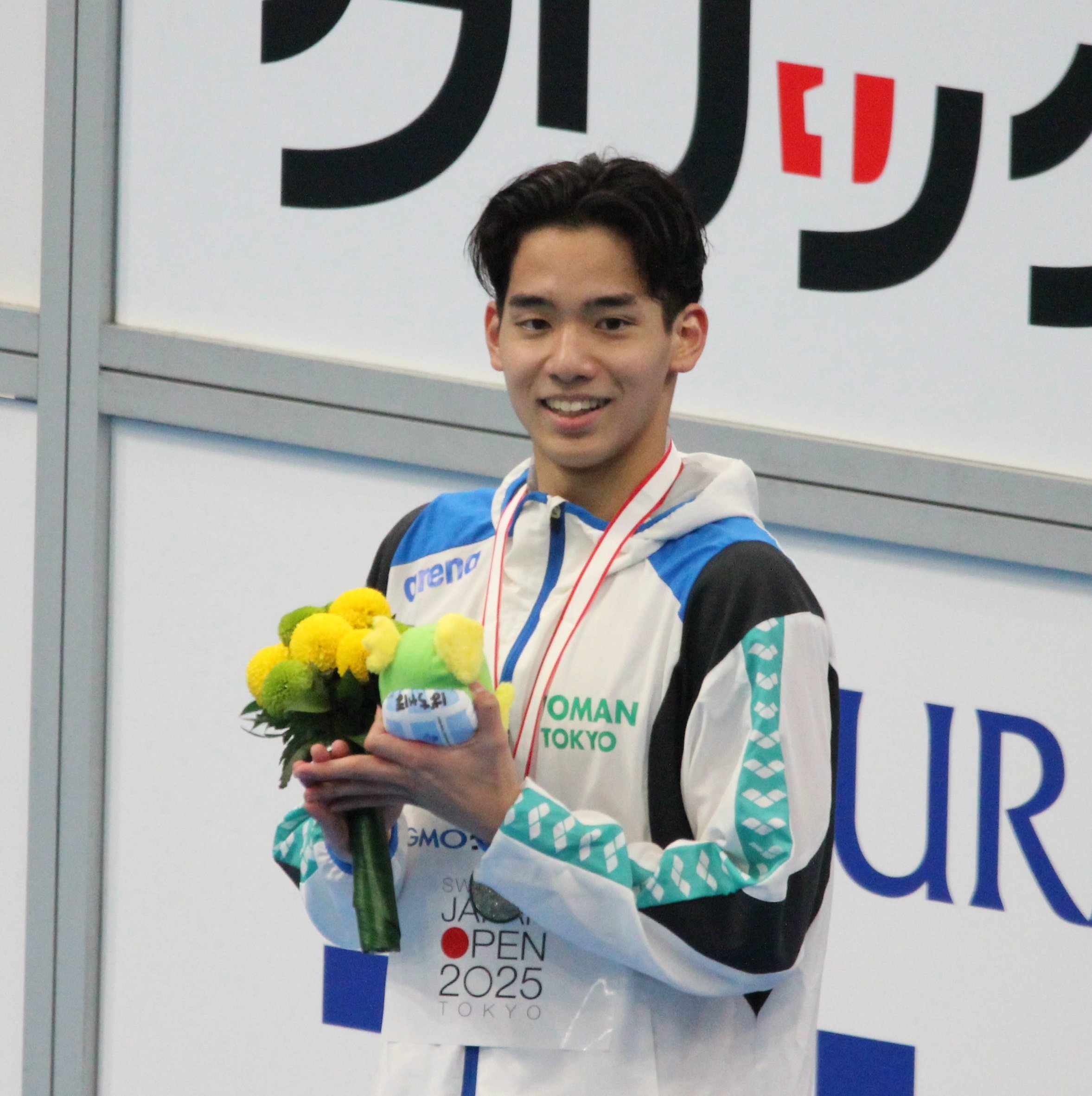 <p><b>200m自由形銀メダルの村佐選手</b></p>