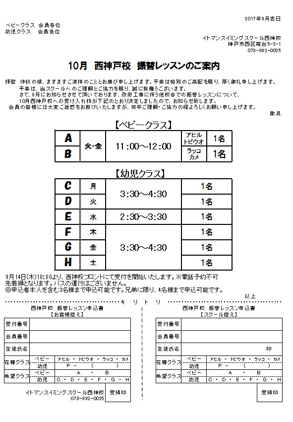 イトマンスイミングスクール スクール案内