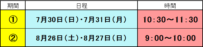 もっとうまく！体験教室日程