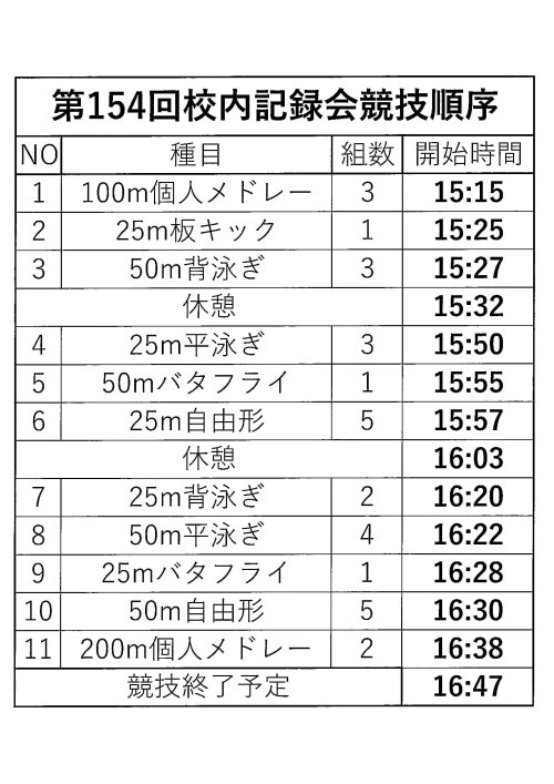 タイムテーブル